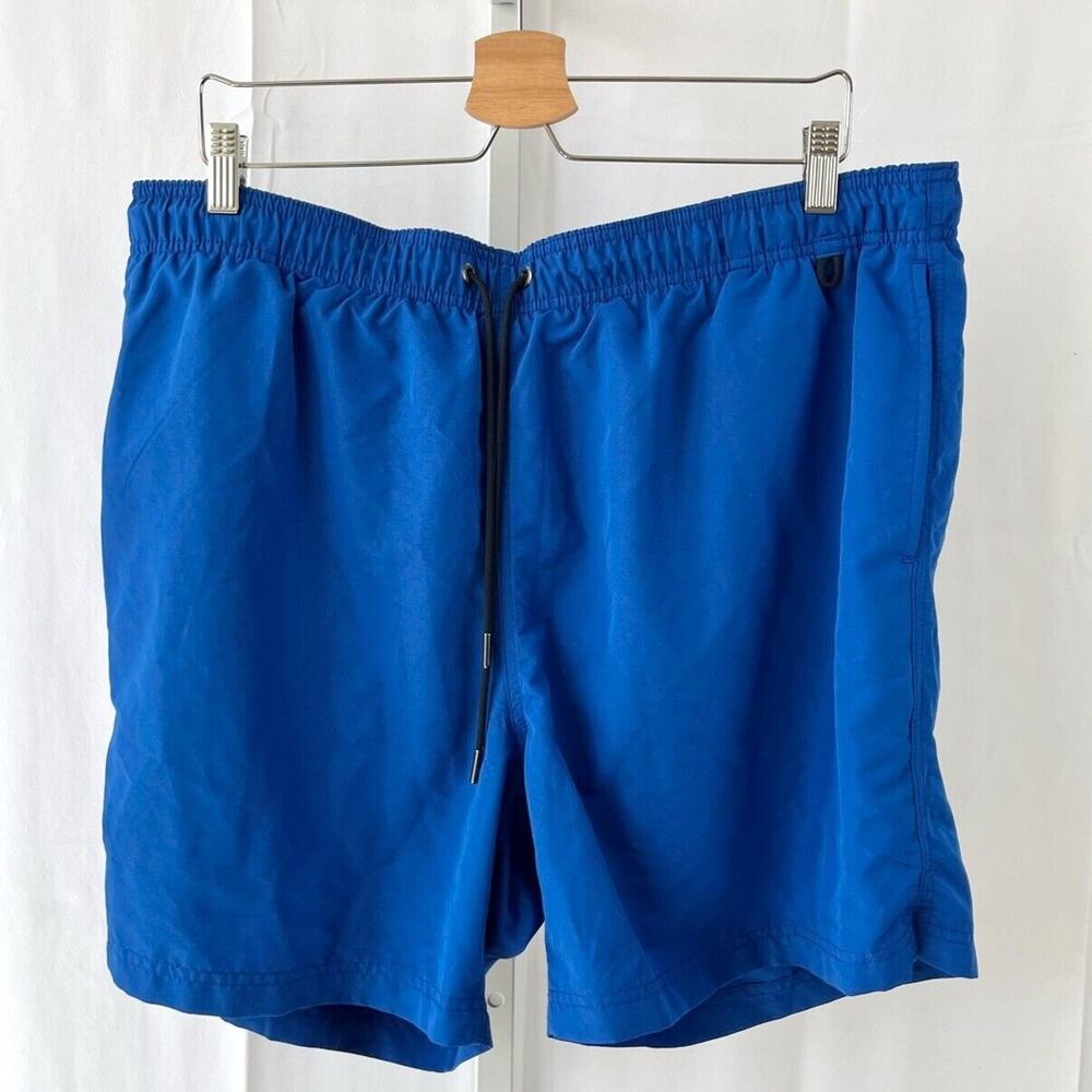 LANDS' END Mens 40 42 XL Swim Trunks Shorts Elastic Waist Pockets Lined Blue